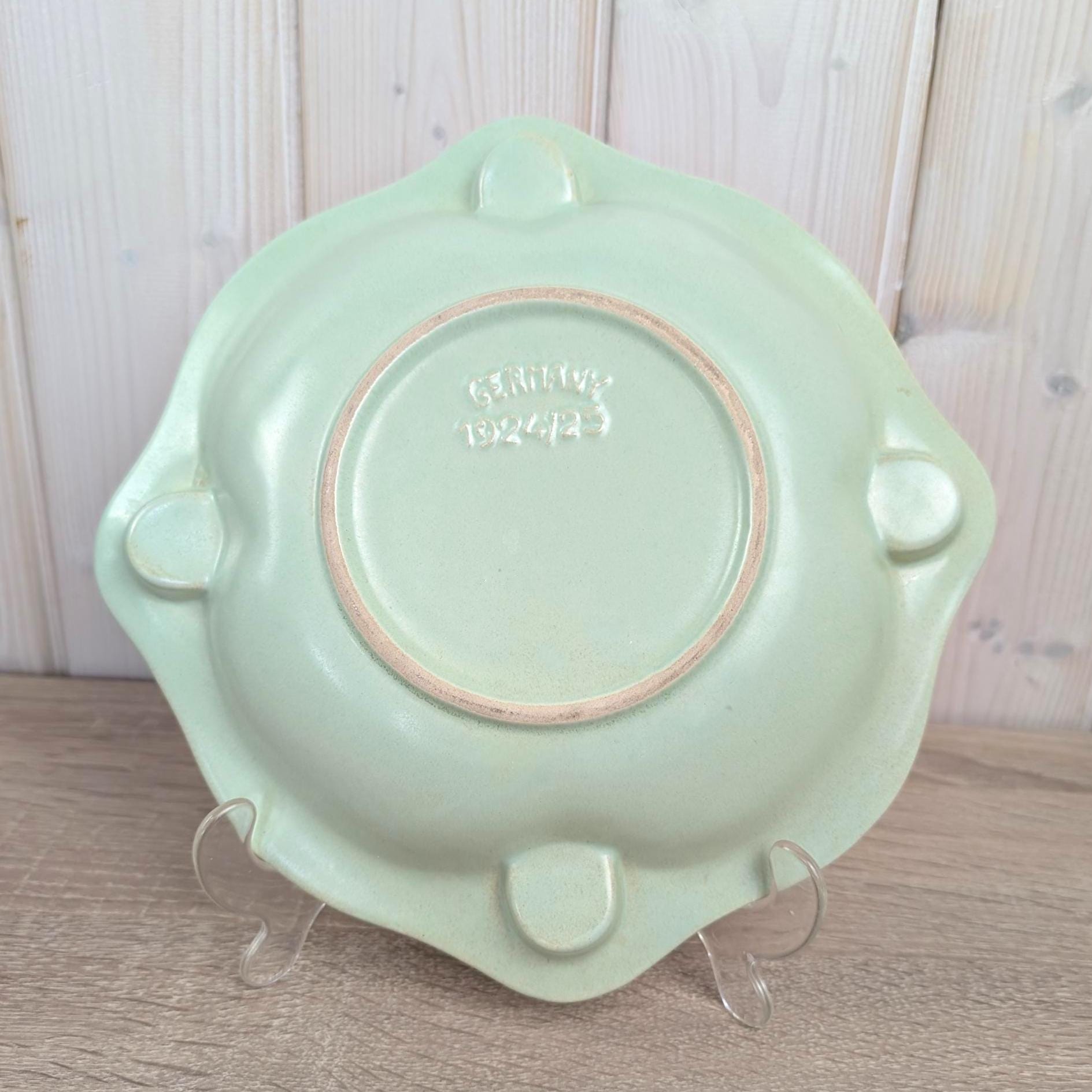 Jasba Germany Advent Candle Holder, Celadon Mint Green Ceramic, Model 1924/25, Pre-1949, Rare Early Version, Advent Wreath Bowl