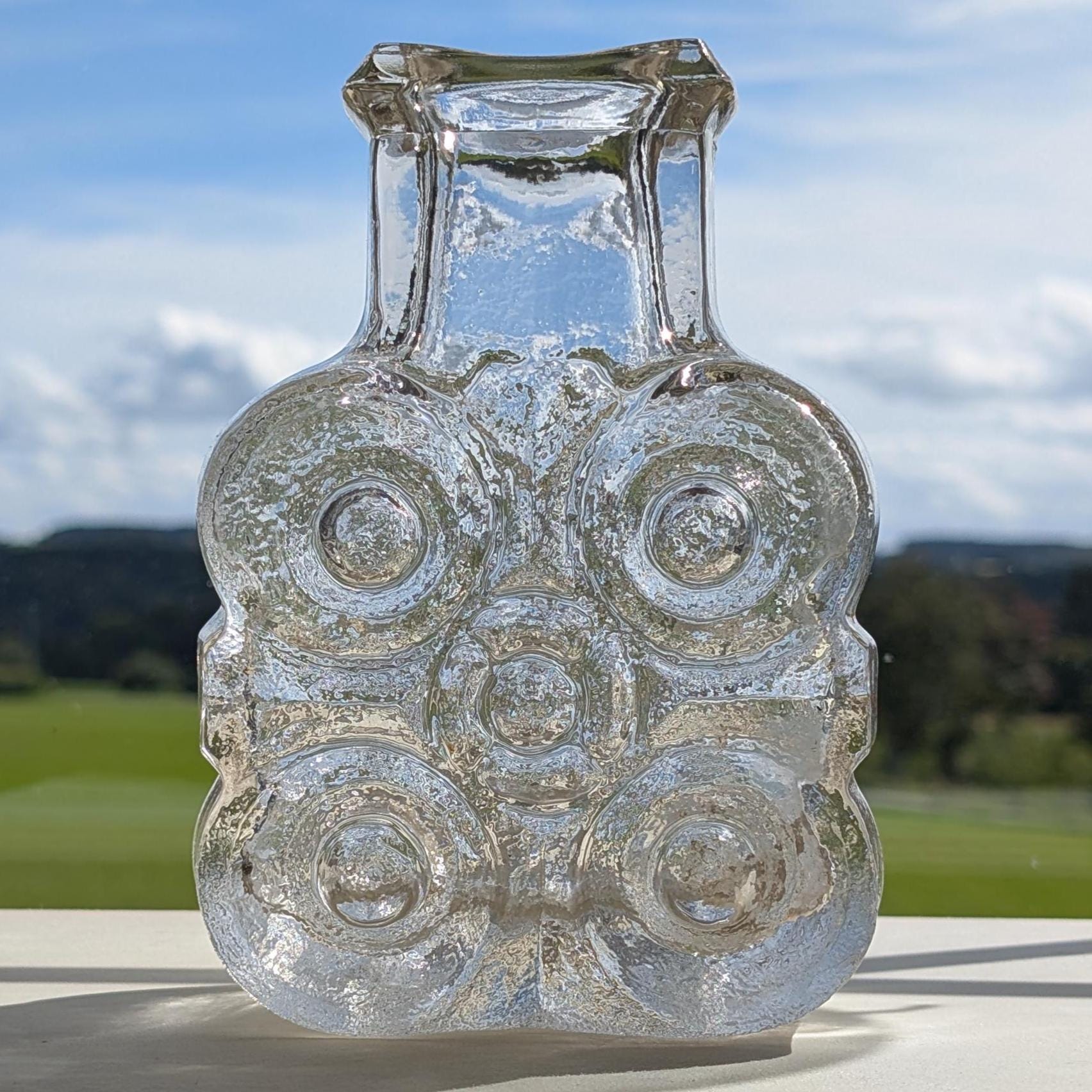 Walther Glas “On the Rocks” Vase, Heiner Düsterhaus Design, 1970s German Textured Art Glass, Mid-Century Collectible