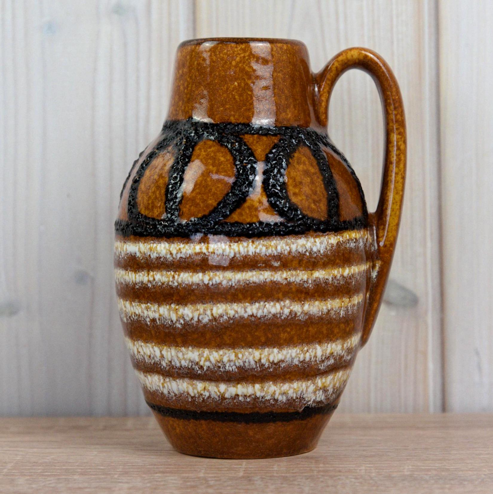 Scheurich 414-16 Vase West Germany, Mid Century Fat Lava Pottery, Brown Ceramic Vase