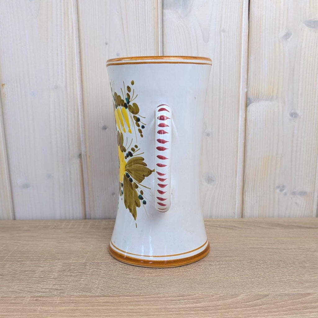 Deruta Majolica Pitcher, Hand Painted Floral, Uantua Deruta, Italian Folk Pottery, 1960s