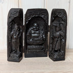 Handcarved Folding Travel Shrine: Chinese Buddha Altar, 20th Century Devotional Art