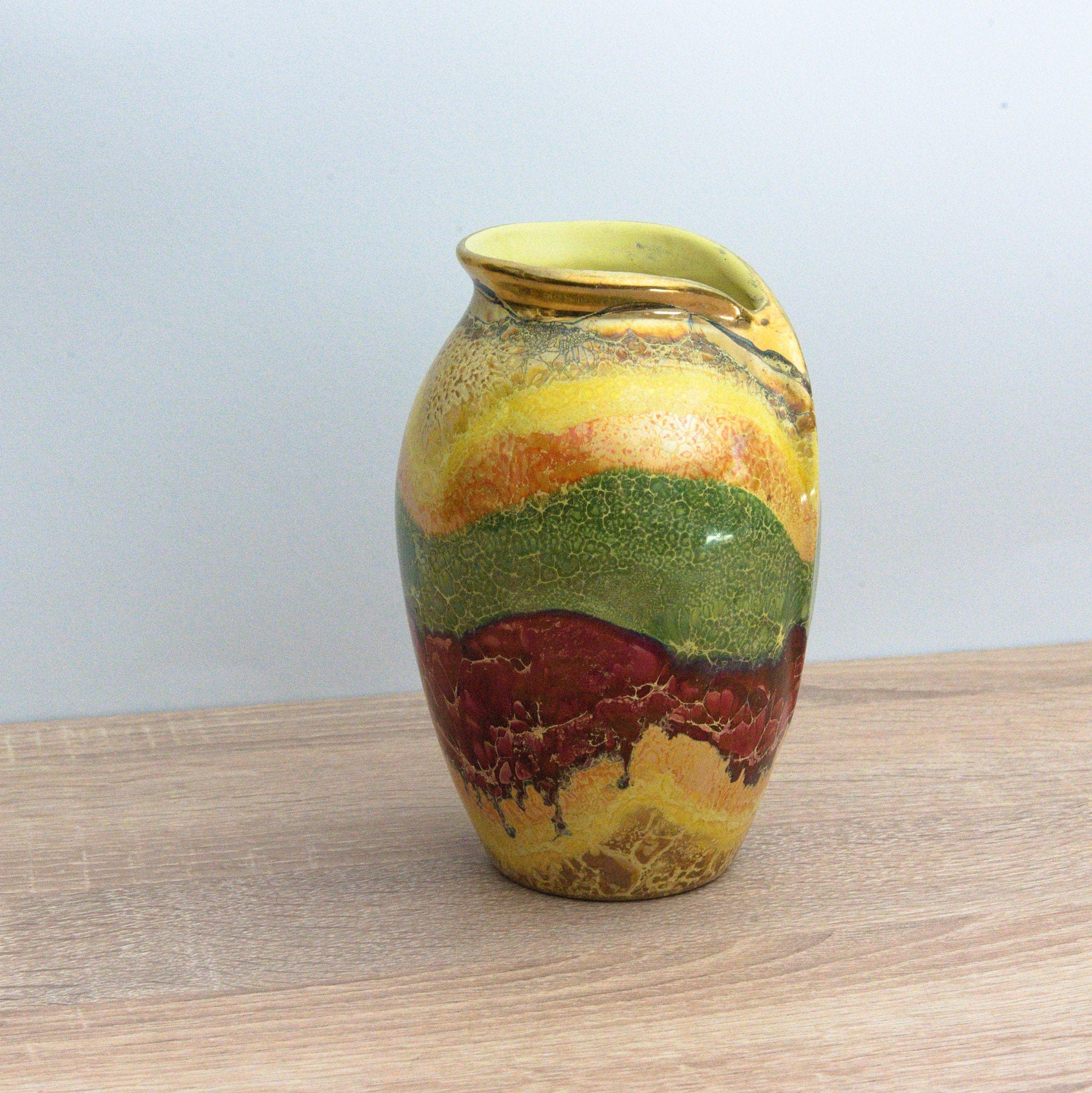 Vintage Multicolored Scheurich & Greulich Vase 232 25 Foreign 1950's
