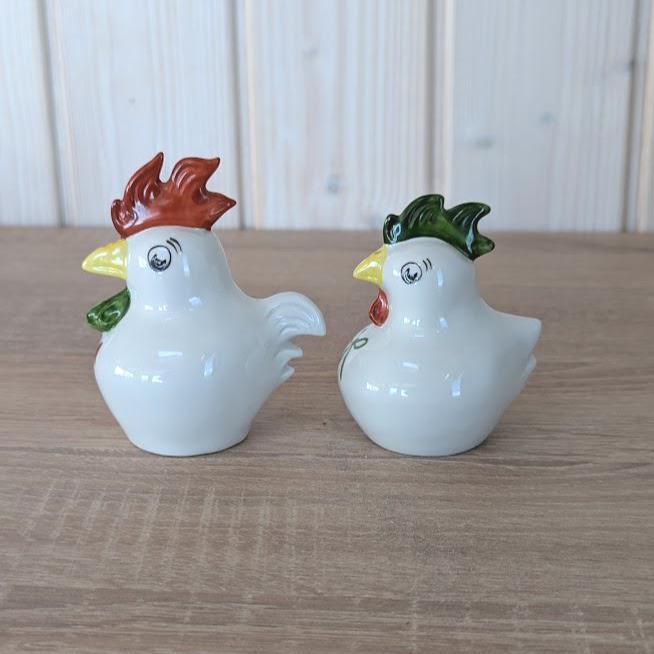 Vintage Salt & Pepper Shakes- "Pit and Put" - Chicken and Rooster - Wagner and Apel - Germany - 1950