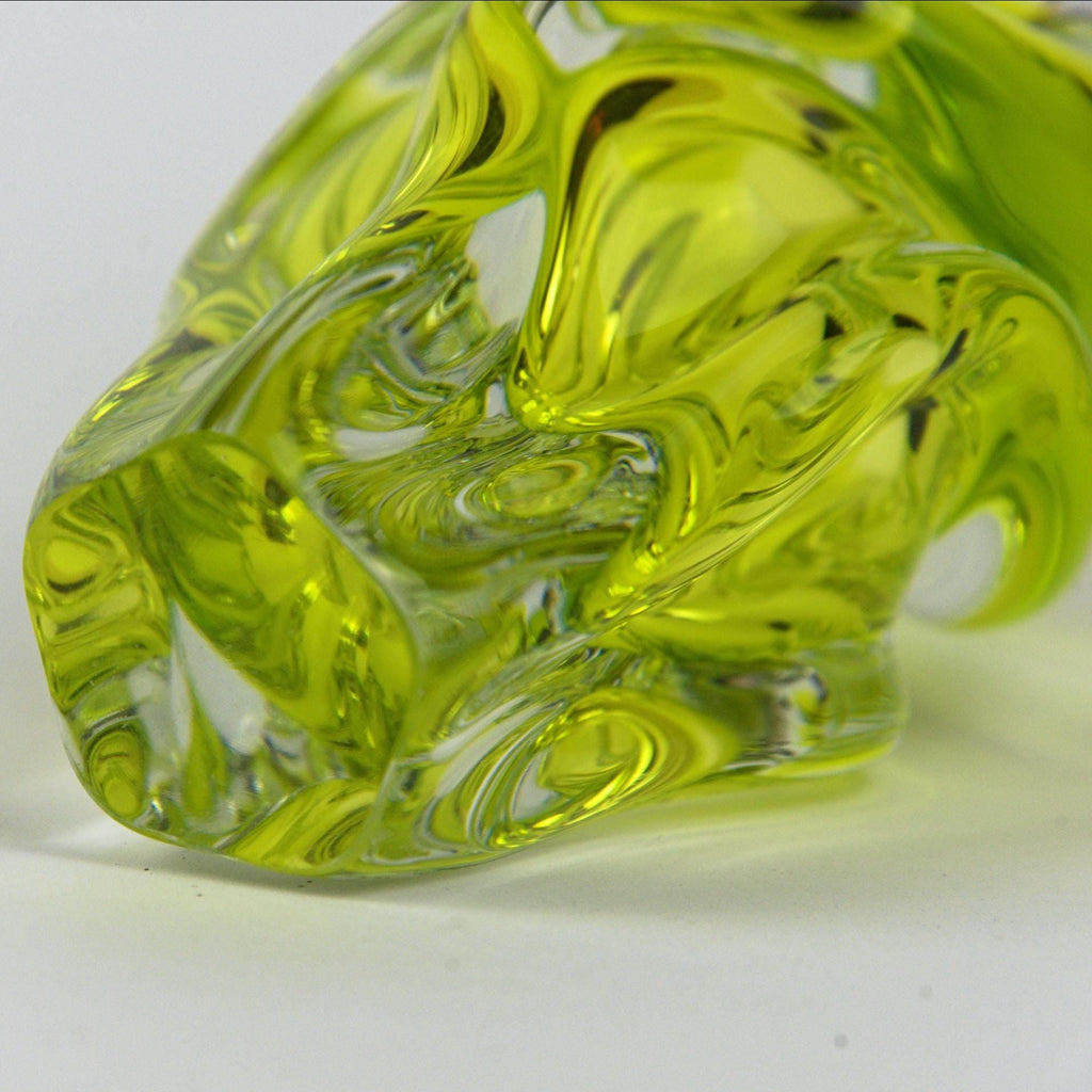Josef Hospodka Chřibská Art Glass Vase, Uranium Yellow Green, Czech Sommerso, 1960s