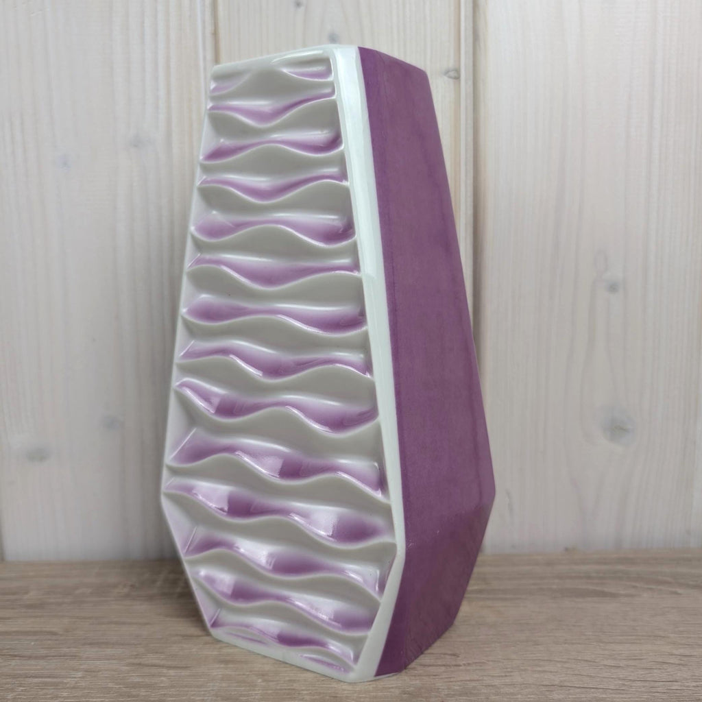 Rare Purple Relief Vase, Porcelain Plankenhammer Flos Bavaria, Mid Century