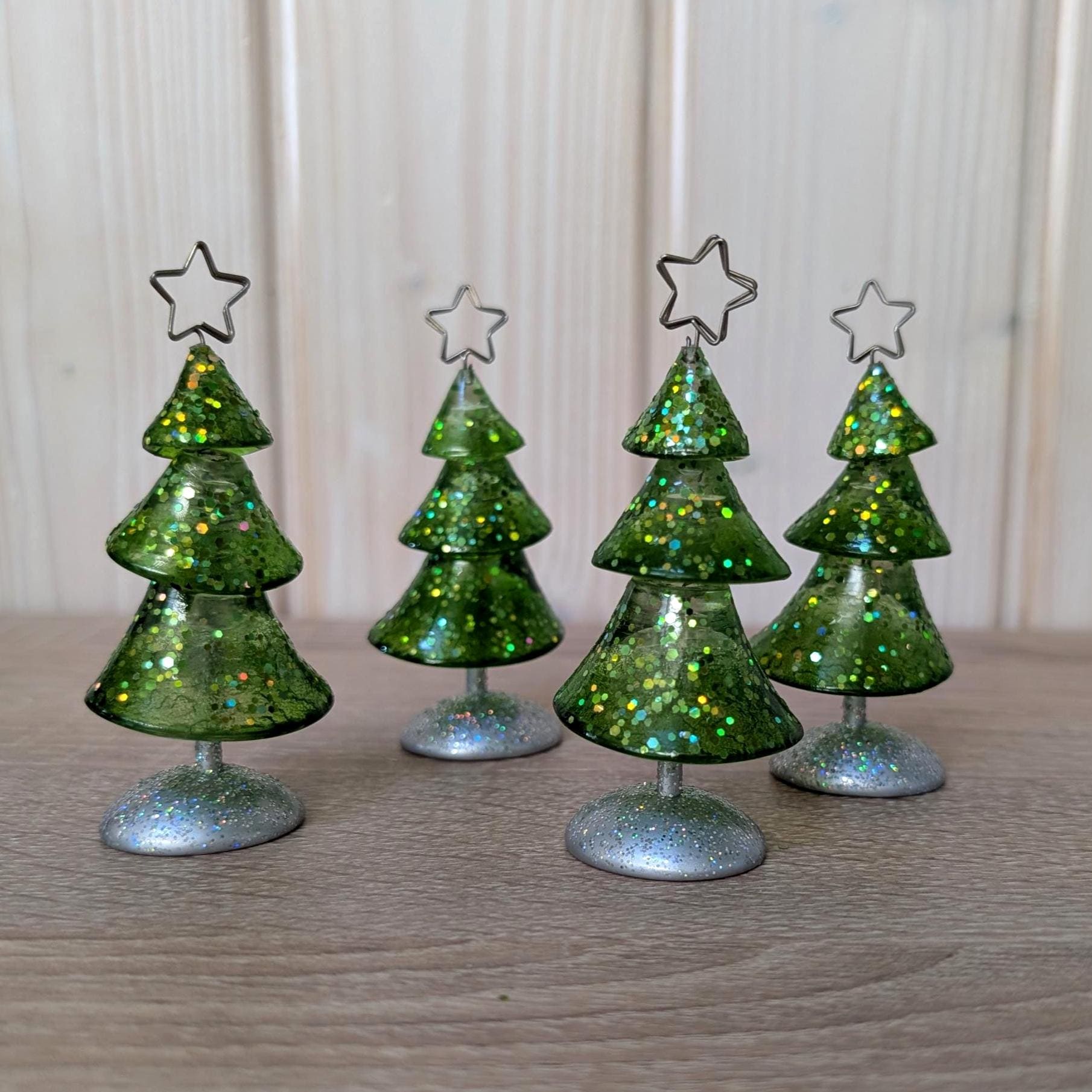 Glitter Christmas Tree Place Card Holders, Department 56, Holiday Decor Set