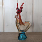 Murano Style Glass Reindeer, Amber Blue Art Glass Figurine, Vintage 1960s–1970s