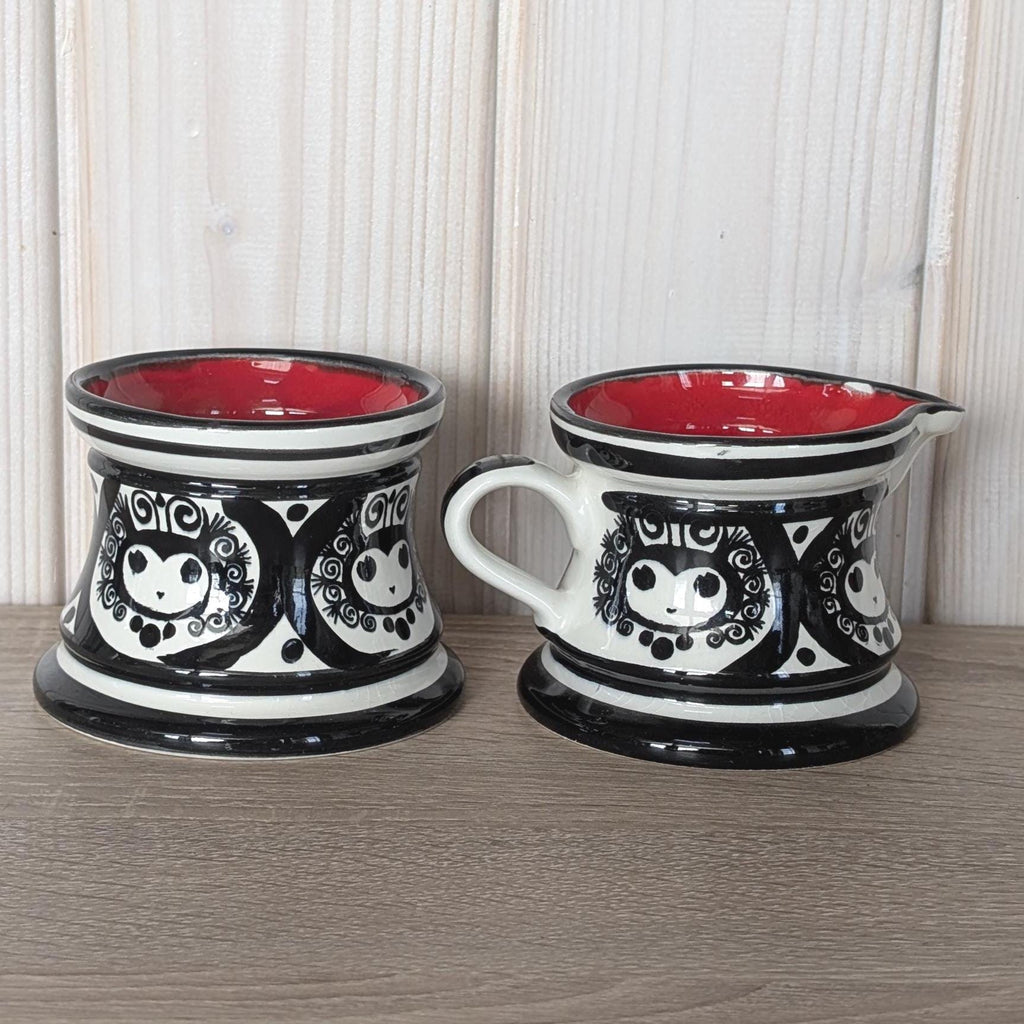 Mon Amour, Ceramic Cream Sugar Set, Schramberg Germany, Vintage 1950s