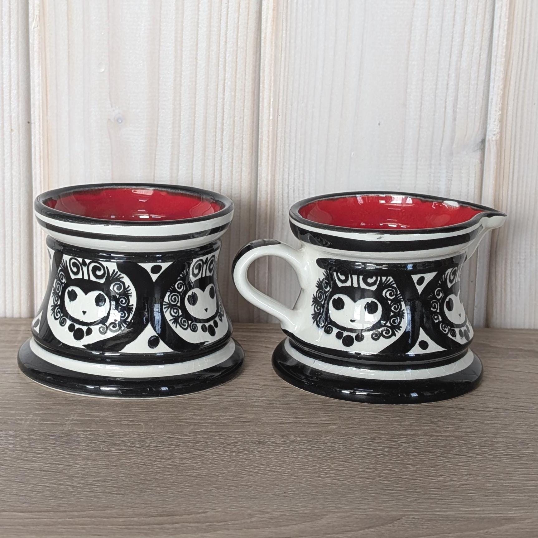 Mon Amour, Ceramic Cream Sugar Set, Schramberg Germany, Vintage 1950s