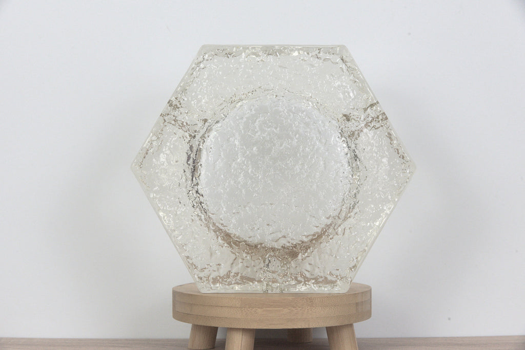 Heavy vintage glass hexagon ashtray