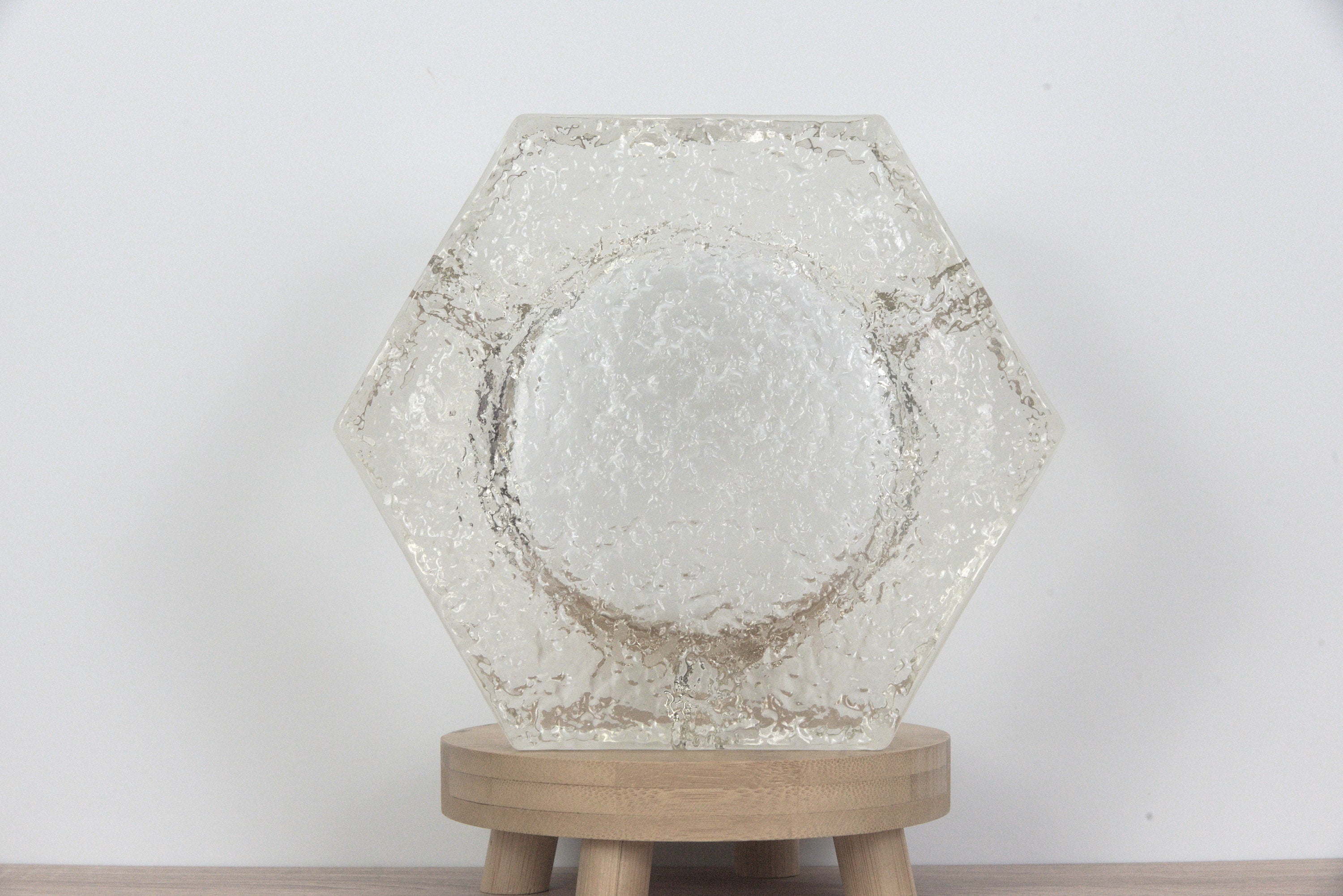 Heavy vintage glass hexagon ashtray
