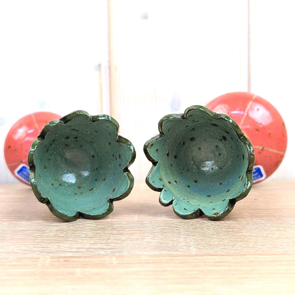 Keramik Kirchner Burkardroth Ceramic Candleholder Pair, Vintage German Studio Pottery Flower Cup, Egg Cup Taper Candle Holder Set of 2