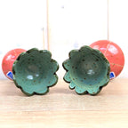 Keramik Kirchner Burkardroth Ceramic Candleholder Pair, Vintage German Studio Pottery Flower Cup, Egg Cup Taper Candle Holder Set of 2