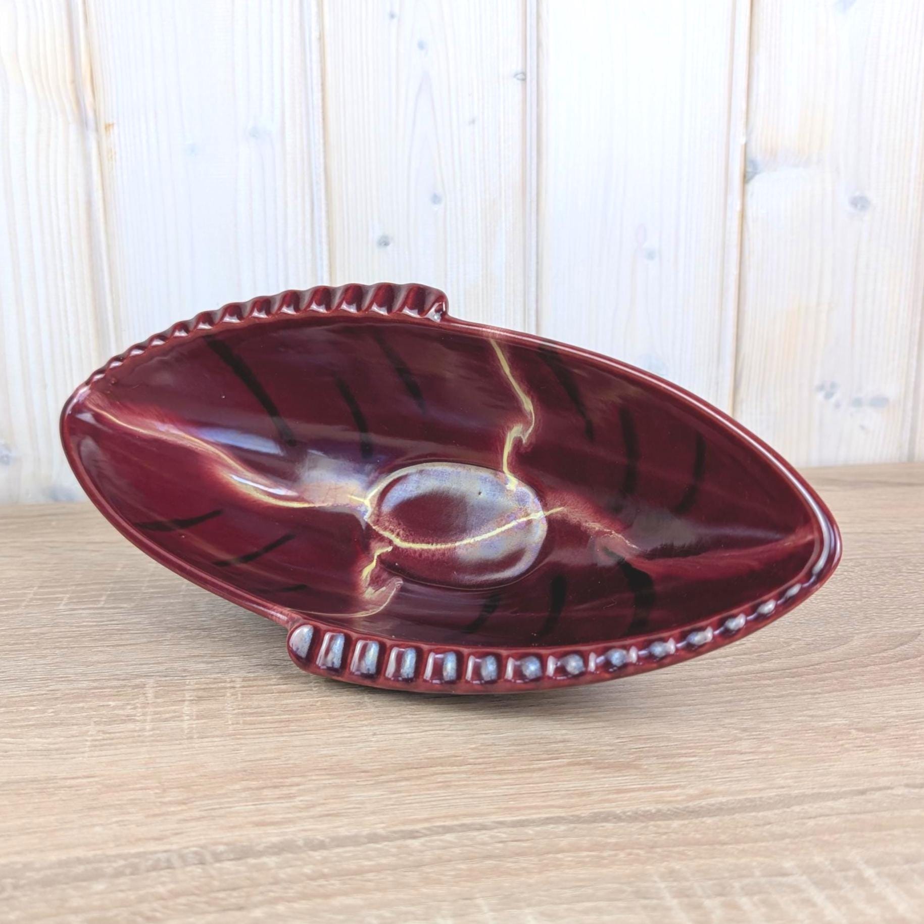 Rare VEB Gräfenroda Hortensie Ceramic Bowl, Deep Red Glaze, DDR East German, Vintage 1960s