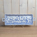Figcer Portugal Blue White Ceramic Tray, Hand Painted Birds Flowers, Zona de Conimbrica, 1970s