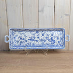 Figcer Portugal Blue White Ceramic Tray, Hand Painted Birds Flowers, Zona de Conimbrica, 1970s