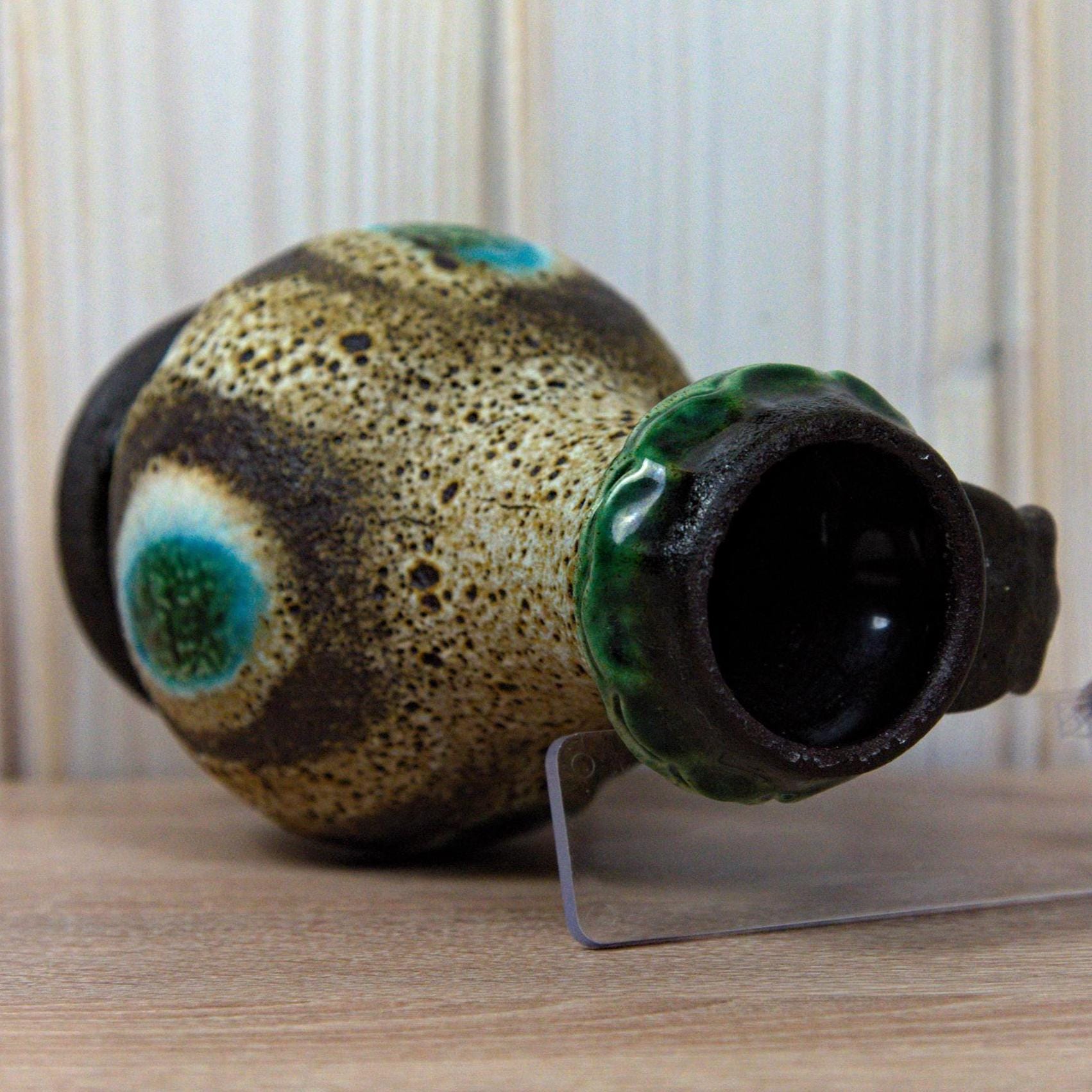 Dümler & Breiden Vase, Model 1006/20, West German Pottery, Green Brown Fat Lava, Vintage 1970s