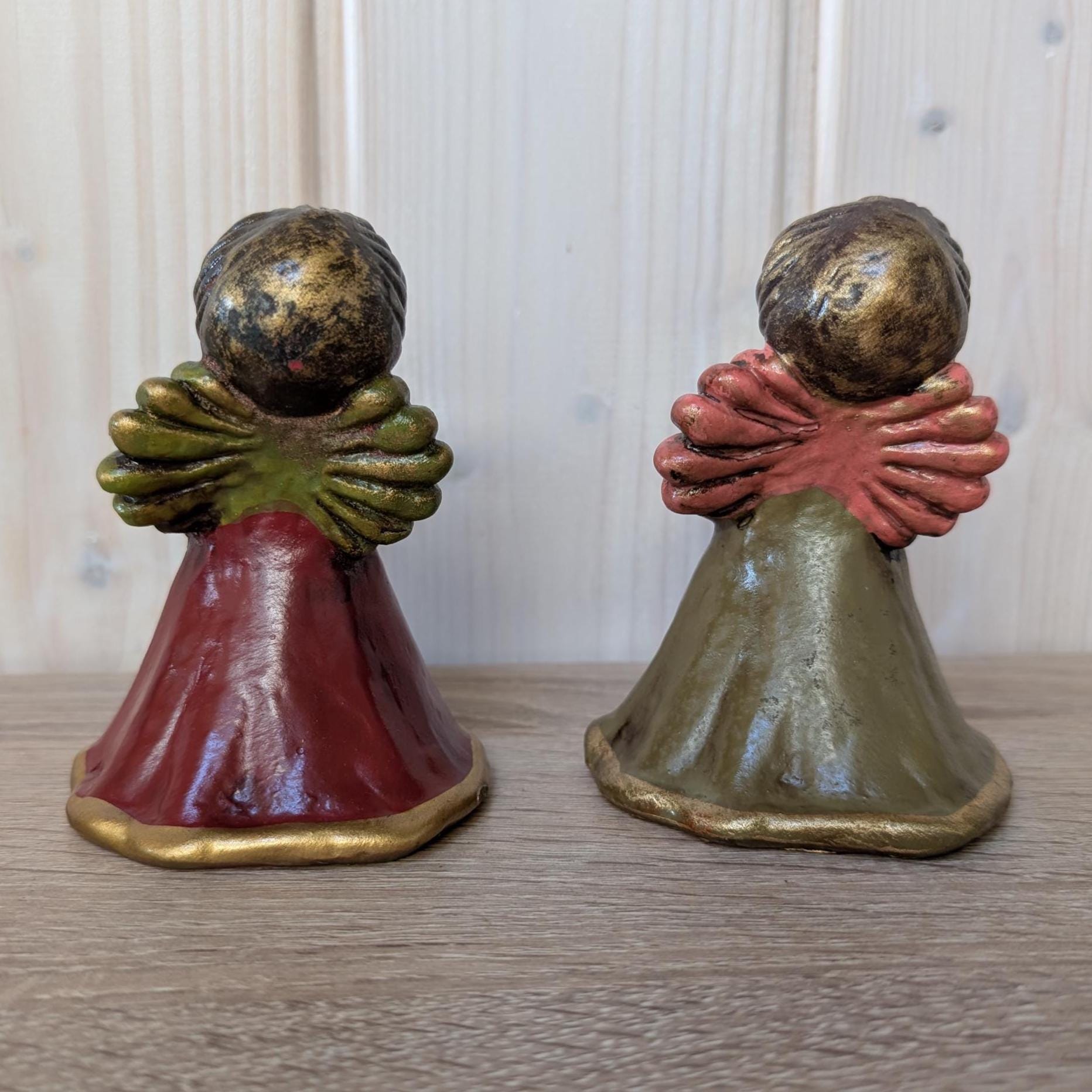 Vintage Thun Bozen Angels, Handmade Italian Candle Holders Set of 2, 1980s Christmas Decor