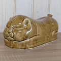 Vintage Ceramic Opium Cat Bed Warmer, Brown Glazed Hot Water Bottle, 1970s