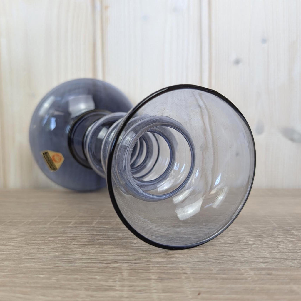 Vintage purple glass vase candleholder, Ingrid Glas, handblown art glass, Germany, 1970s