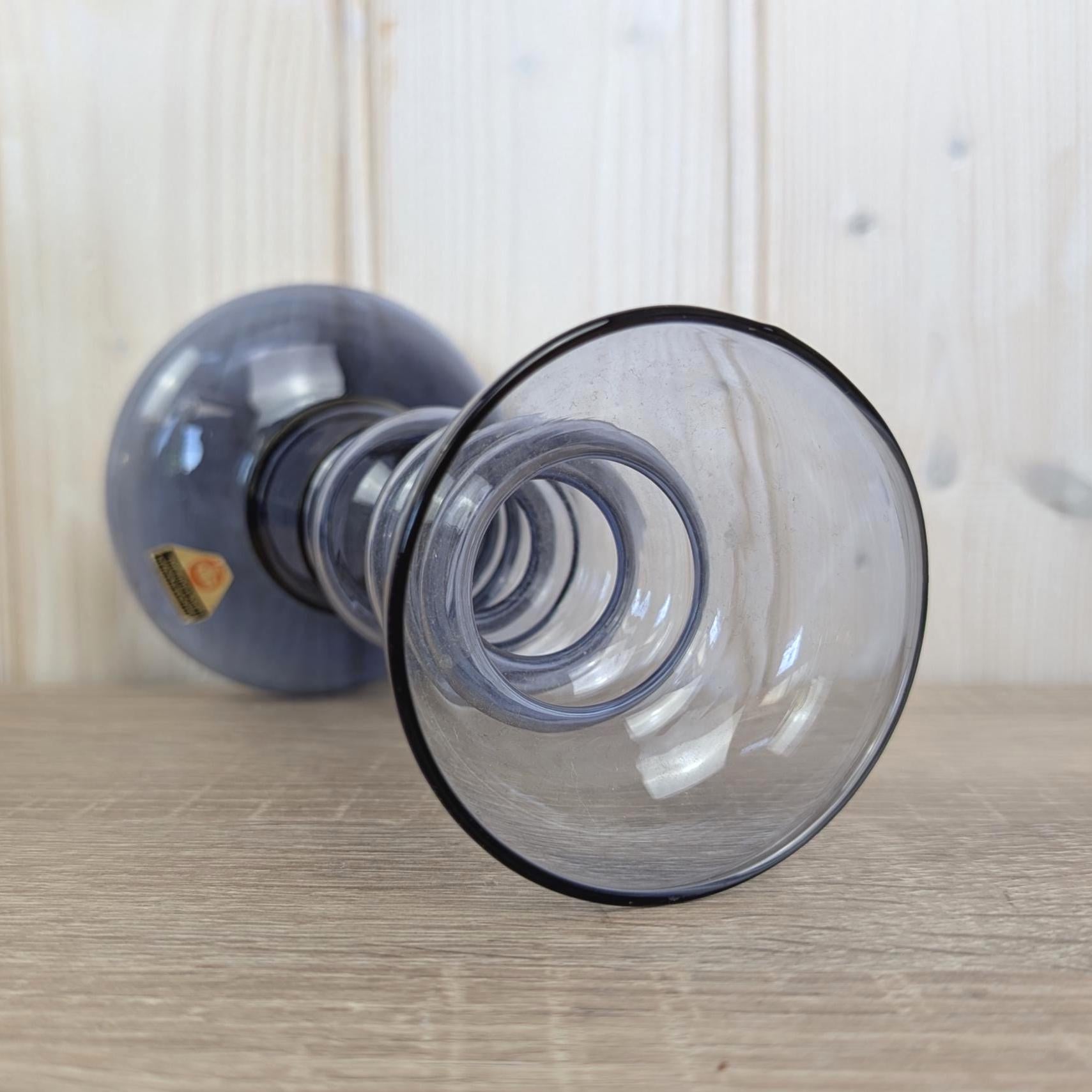 Vintage purple glass vase candleholder, Ingrid Glas, handblown art glass, Germany, 1970s