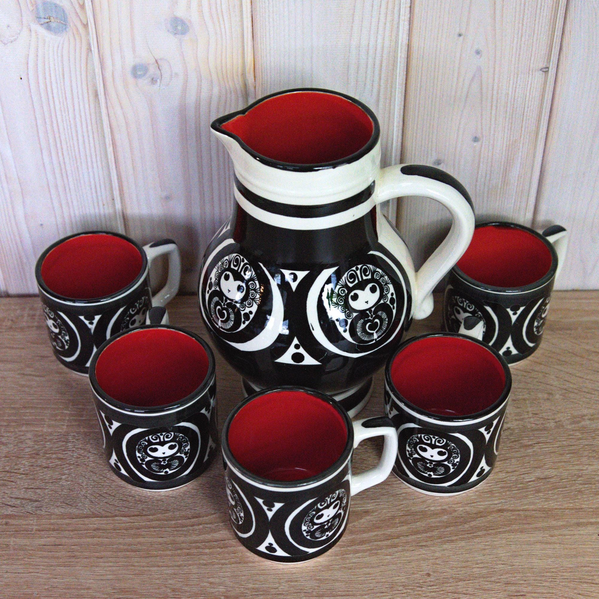 Mon Amour Schramberg Pitcher with Six Cups Germany Vintage
