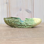 Majolica Cucumber Ashtray Trinket Dish Green Turquoise, 1950s