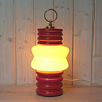 1960s Italian Ceramic Table Lamp Red Cream Milk Glass Space Age Attributed Ceramiche Fiorentine