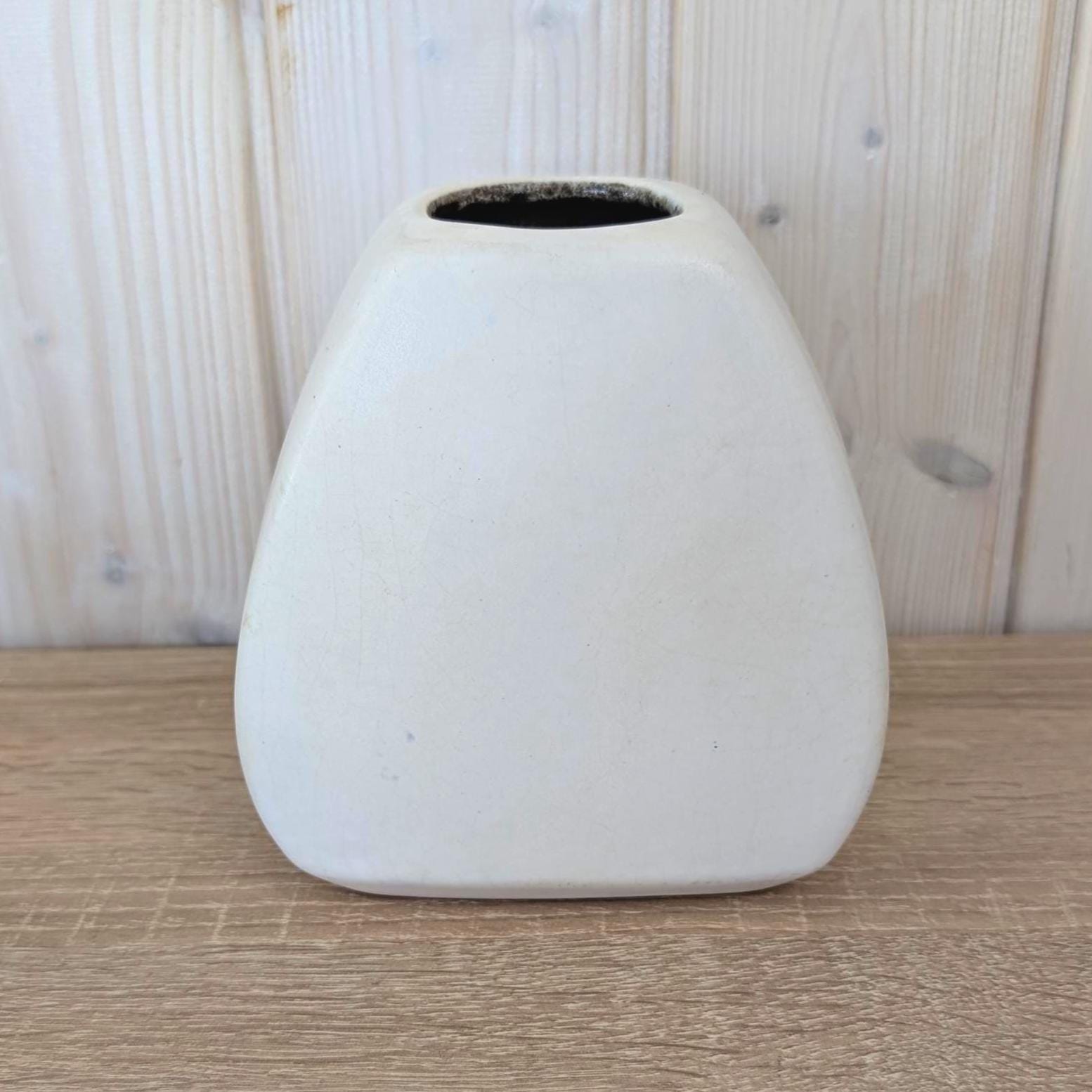West German Pottery Vase Lava Glaze Cream Blue Green, 652/15, 1960s