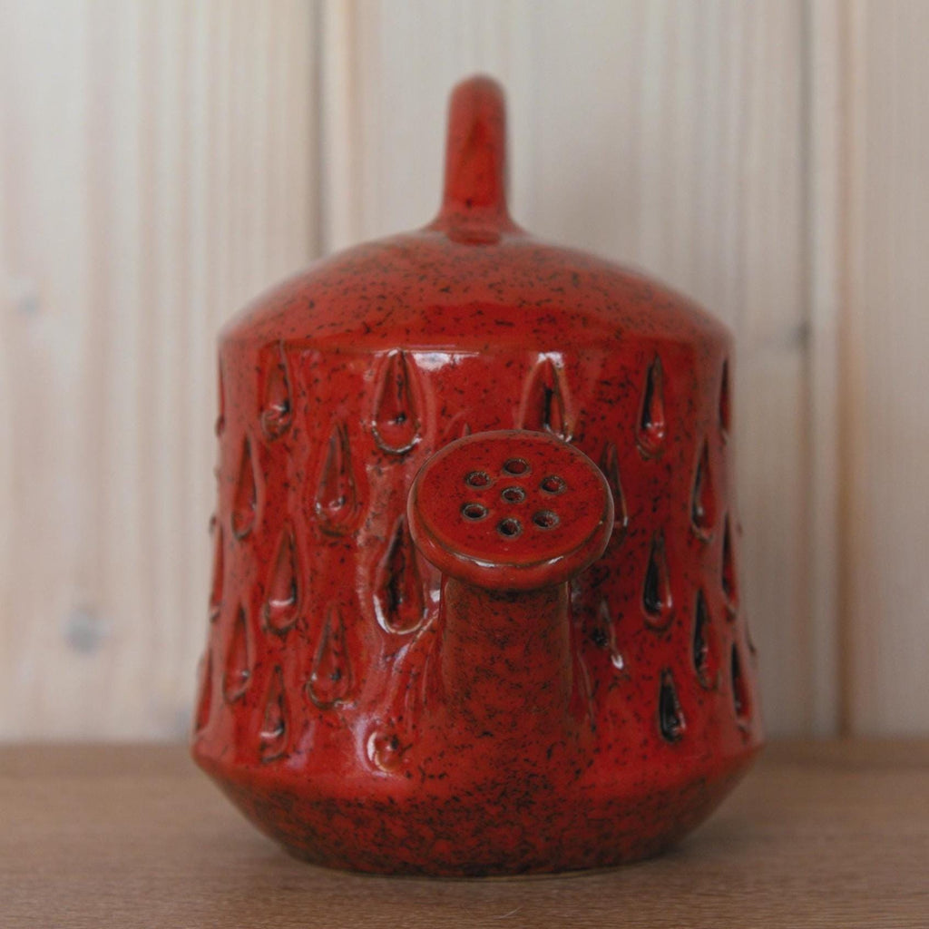 Fratelli Fanciullacci Red Ceramic Watering Can Vase, Mid-Century Italian Pottery