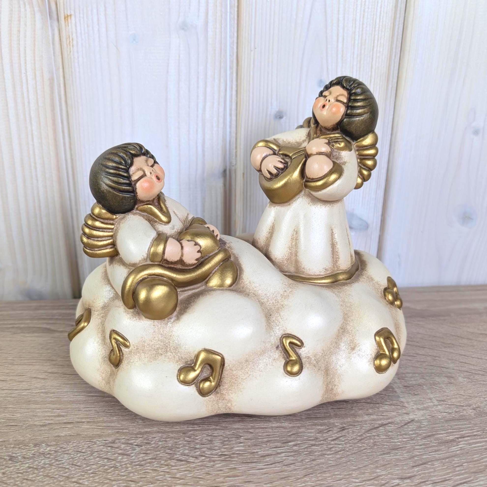 Vintage Thun Carillon Angeli, Angel Music Box, Italian Ceramic, Singing Angels on Cloud, 1980's