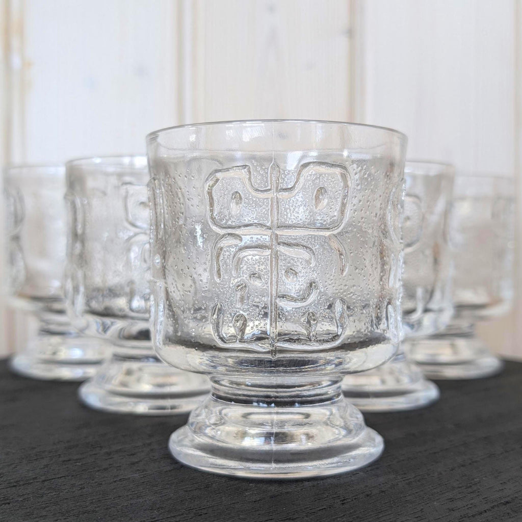 Spiegelau Happy-Time Allrounder Glasses Set of 6, Brutalist Relief Crystal in the style of Finnish designer Nanny Still, Germany 1970s