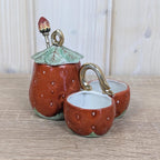 Vintage Strawberry Salt Pepper Sugar Set, Ceramic Tableware, Europe, Mid Century