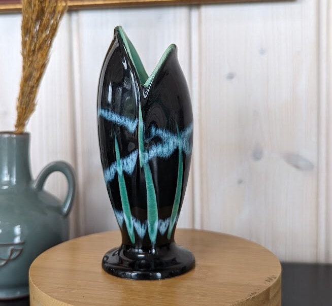 Rare - Scheurich Vase - 234-13 - Black/Green/Blue