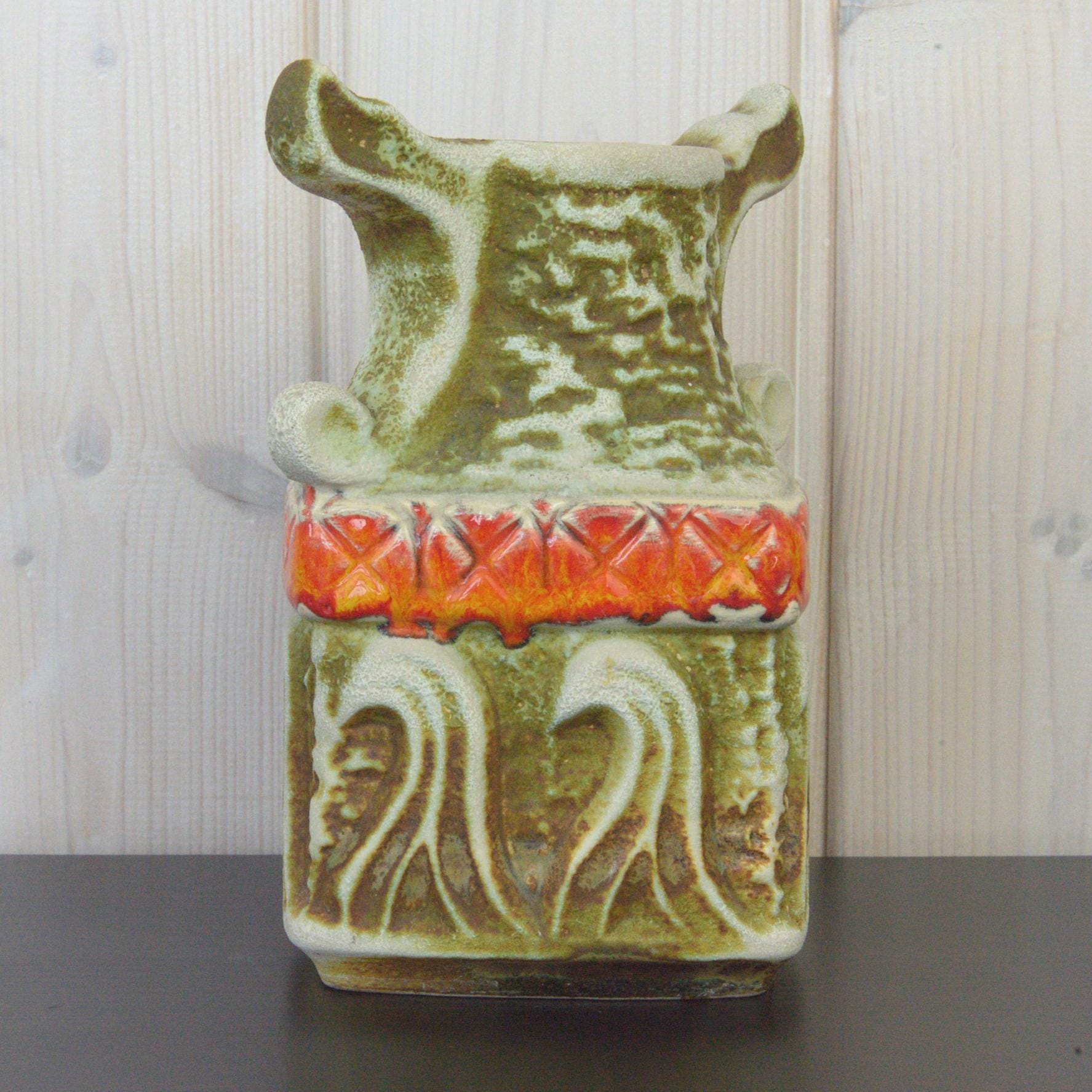 1960s Bay Fat Lava Vase Viking 79 17 West Germany Vintage Ceramic