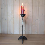 Boda Smide Bertil Vallien Swedish Wrought Iron Candelabra, Tree of Life, 3-Arm, Glass Ornaments, 1970s Scandinavian