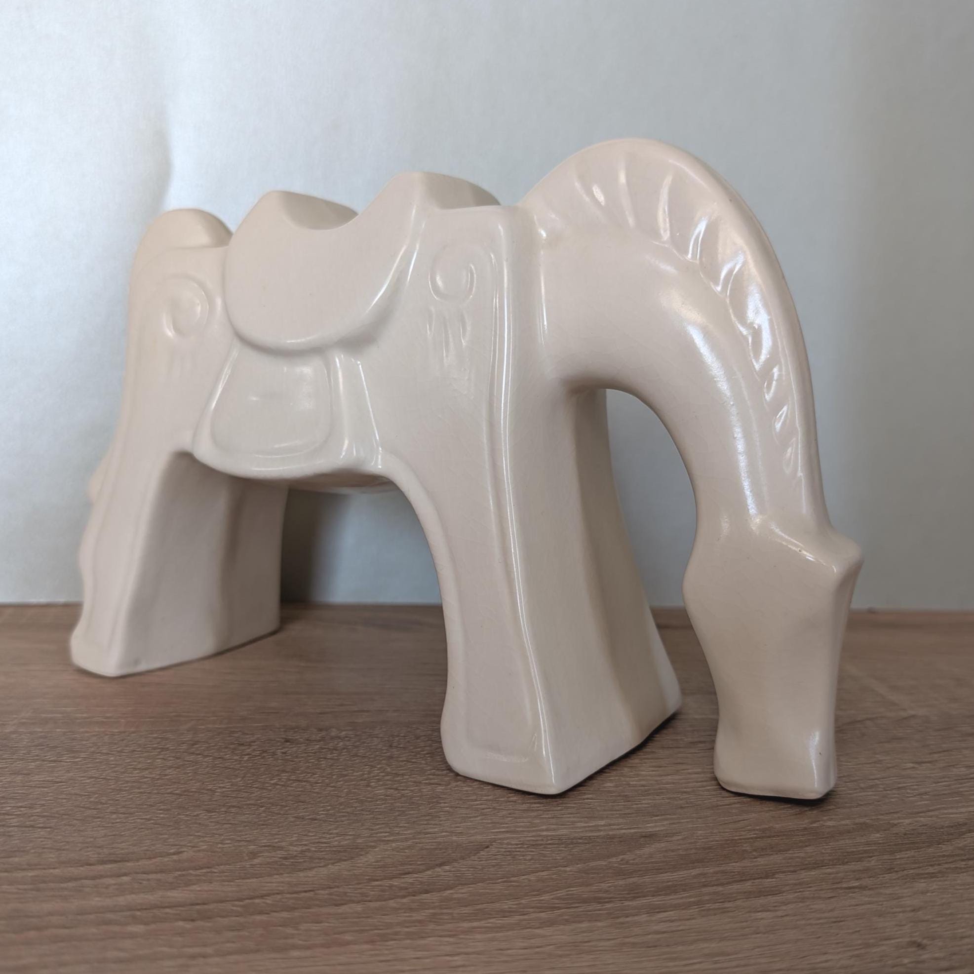 Vintage IKEA White Ceramic Horse Figurine, Modern Scandinavian Decor, Vietnam Production, 2000s Collectible Sculpture