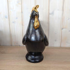 Gilde Handwerk Rooster Figurine Black Gold, Large Ceramic Cockerel Statue, Art Deco Home Decor, German Decorative Figure, 1980s