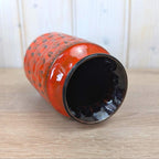 Bay Keramik Relief Vase 503-14, Red Orange Black, West Germany, 1960s