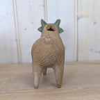 Vintage Mexican Pottery Goat Figurine, Folk Art Bull Terracotta Sculpture, Handmade Mexico, 1960s