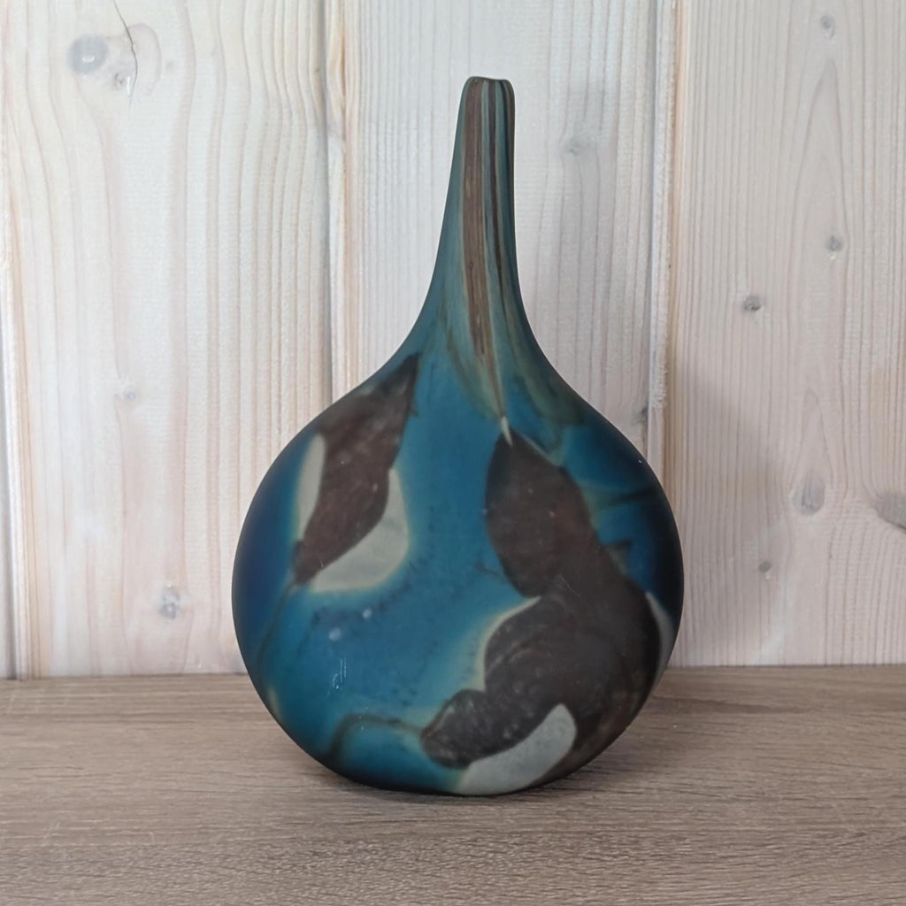 Vintage Mdina Art Glass "Lollipop" Vase: 1970s Tiger Pattern, Signed