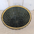 Wicker Bamboo Hen Basket with Lid, Chicken Storage Basket, Red Wood Comb, Glass Eye, Farmhouse Decor, 1970s