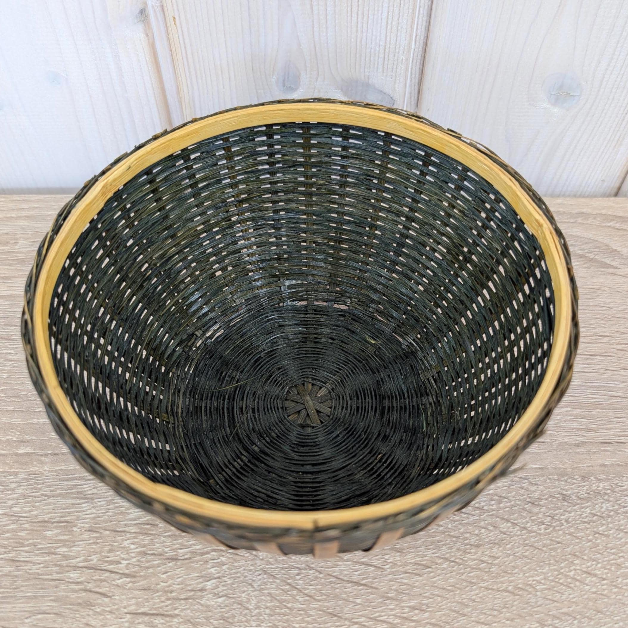 Wicker Bamboo Hen Basket with Lid, Chicken Storage Basket, Red Wood Comb, Glass Eye, Farmhouse Decor, 1970s
