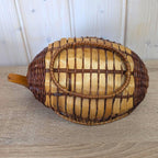 Vintage Wicker Duck Basket, Rattan Animal Figure Bowl, Folk Art Bread Fruit Tray, 1970s