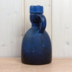 Ruscha 312 Vintage West German Pottery Jug with Stopper, Mid Century Blue Ceramic Bottle Vase
