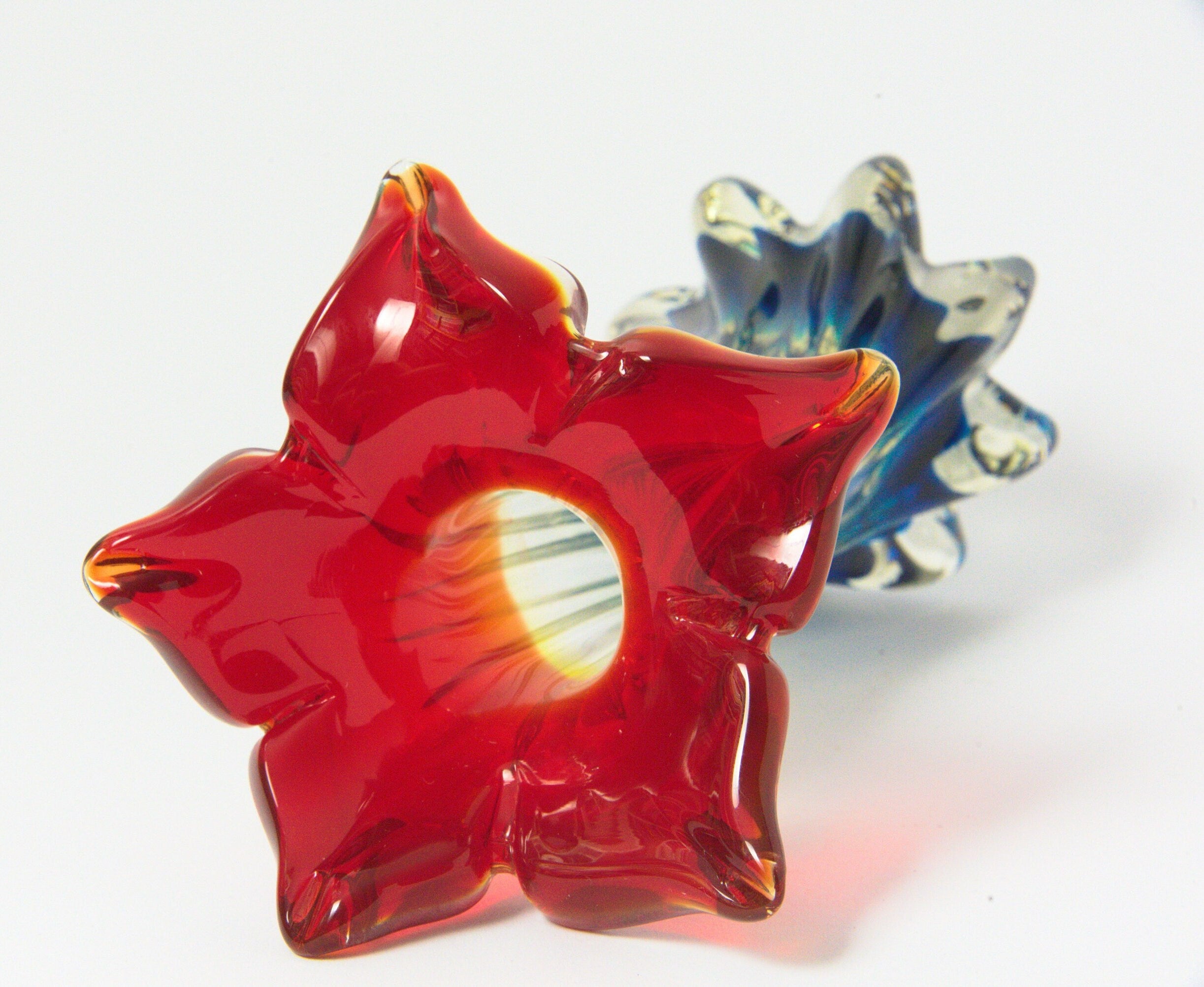 Flower Soliflora Vase, Vintage, Red White Blue, Murano-style, Glass Vase, Rare find