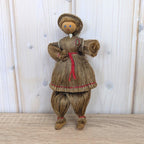 Polish Sisal Folk Doll Set of 3, Mother with Girl and Boy, PRL State Craft, Hand Made Poland, Folk Art, 1960s 1970s