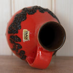 Vintage Bay Keramik Lava Vase 71-17, Red & Black West German Pottery