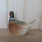 Vintage Michel Cougant Pheasant Dish, French Faience Lidded Bird Box