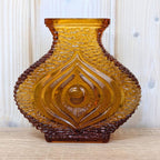 Oberglas Eye Amber Glass Vase Pressed Glass Austria, 1970s